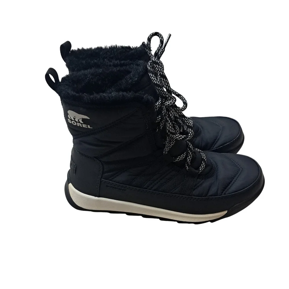 Sorel Whitney II Short Lace Boots Women 7 Black Snow Waterproof Winter Outdoors